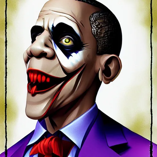 Image similar to obama as the joker, artstation