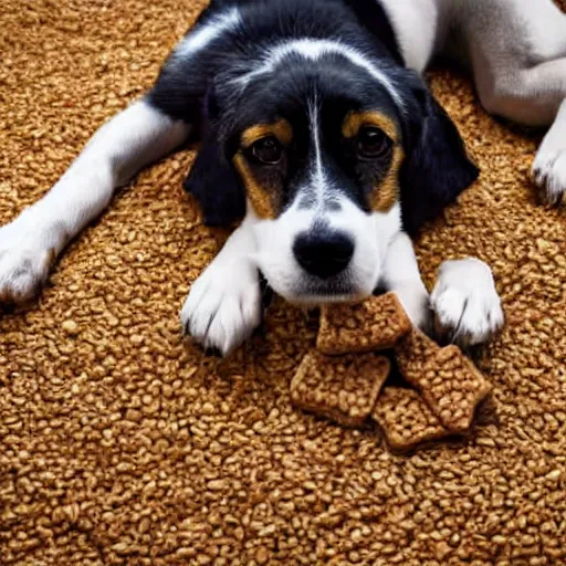 Image similar to dog with human legs eating wheat treats