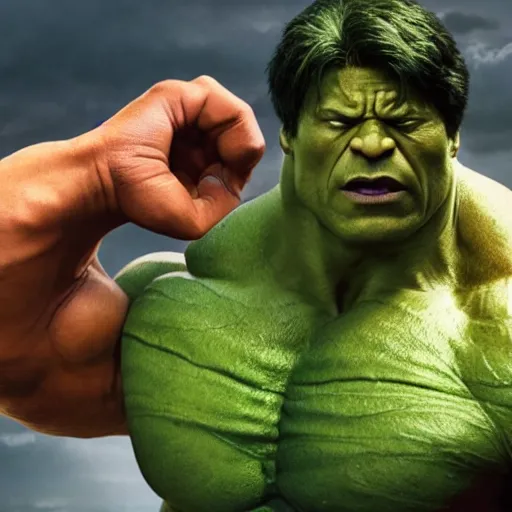 Image similar to dwayne johnson as incredible hulk, marvel cinematic universe, mcu, 8 k, raw, unedited, green skin, in - frame,