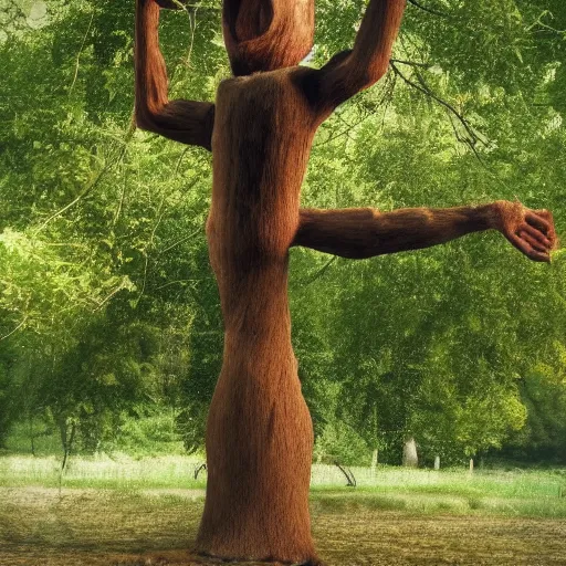 Image similar to a tree with human arms and legs,