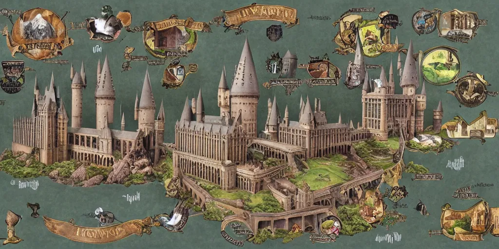 Image similar to Hogwarts as described in the Harry Potter books