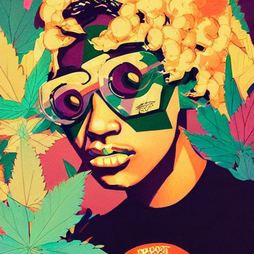 Image similar to profile picture by sachin teng x ofwgkta, weed, marijuana, organic painting, hard edges, masterpiece, smoke, asymmetrical, matte paint, energetic