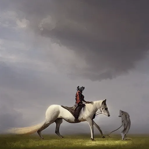 Prompt: hybrid of mouse and horse, half horse - half mouse, digital art fantasy art, art by george stubbs, jakub rozalski