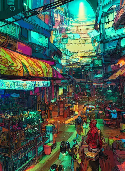 Image similar to bazaar zouk oriantal full color sky shine place mosquet painting digital illustration hdr stylized digital illustration video game icon global illumination ray tracing advanced technology that looks like it is from borderlands and by feng zhu and loish and laurie greasley, victo ngai, andreas rocha, john harris