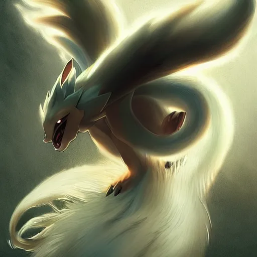 Image similar to pokemon ninetails, artstation greg rutkowski, cinematic, hyperrealist, digital art