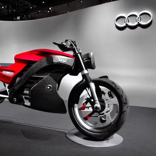 Image similar to audi motorcycle, prototype demo at the hall of science