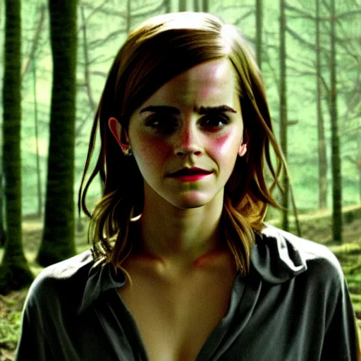 a film still of Emma Watson as Beverly Marsh from It