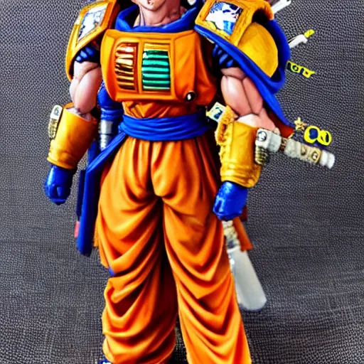 Image similar to goku as a warhammer 40K space marine primarch