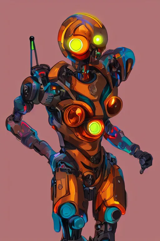 Image similar to a cyborg by Kirokaze, bright colors, trending on artstation
