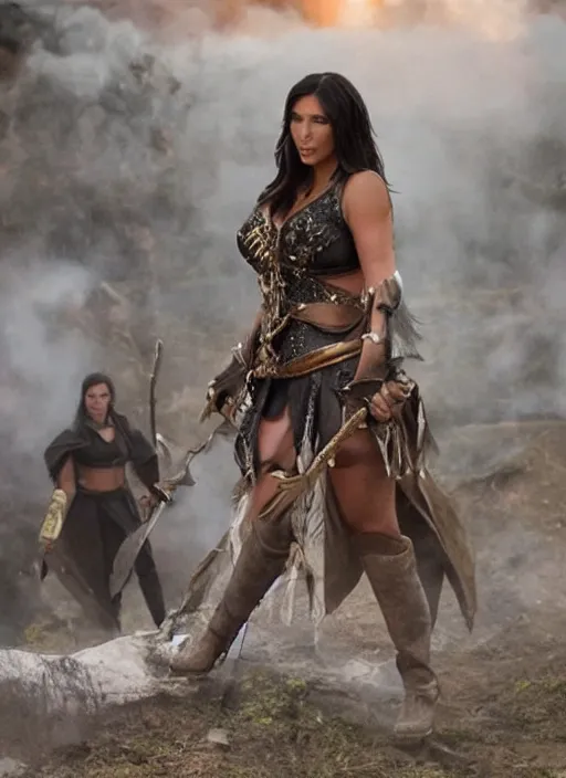 Image similar to movie still of kim kardashian as xena