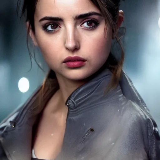 Prompt: Ana de armas close-up in Blade Runner