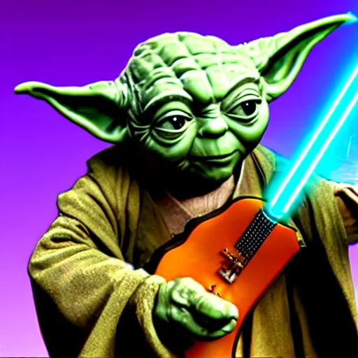 Image similar to Jedi master yoda playing ekectric guitar