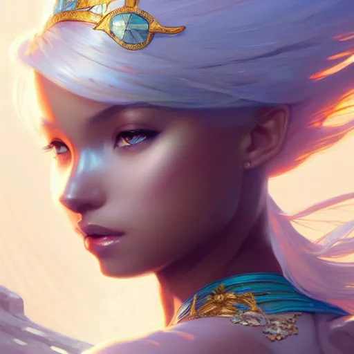 Image similar to Princess Kida Nedakh, fantasy, intricate, elegant, highly detailed, digital painting, artstation, concept art, matte, sharp focus, illustration, art by Artgerm and Greg Rutkowski and Alphonse Mucha