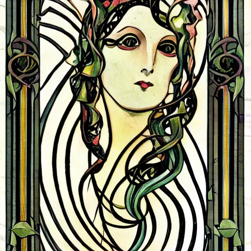 Image similar to ilithid, in the style of art nouveau,