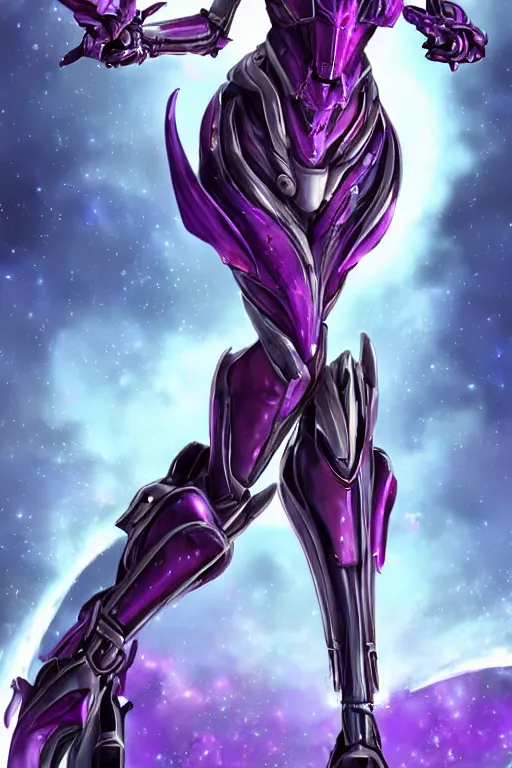 Prompt: galactic rear shot hyperdetailed elegant beautiful stunning giantess anthropomorphic mecha sexy female dragon goddess, sharp spines, sharp metal ears, smooth purple eyes, smooth fuschia skin, silver armor, in space, epic proportions, epic scale, epic size, warframe and destiny fanart, furry, dragon art, goddess art, giantess art, furaffinity, octane