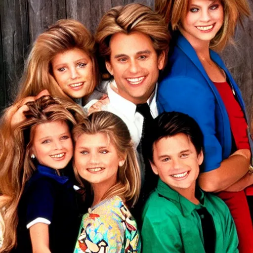 Image similar to the cast of full house 1 9 8 7, publicity photo