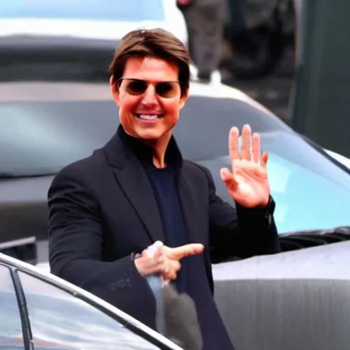 Image similar to Tom Cruise waving to fans