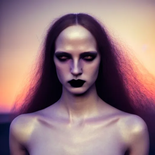 Image similar to photographic portrait of a stunningly beautiful gothic hermetic order of the golden dawn female in soft dreamy light at sunset, contemporary fashion shoot, by edward robert hughes, annie leibovitz and steve mccurry, david lazar, jimmy nelsson, breathtaking, 8 k resolution, extremely detailed, beautiful, establishing shot, artistic, hyperrealistic, beautiful face, octane render