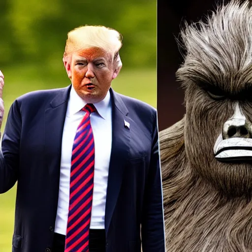 Image similar to trump as bigfoot