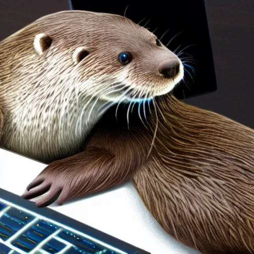 Prompt: computer hacking otter