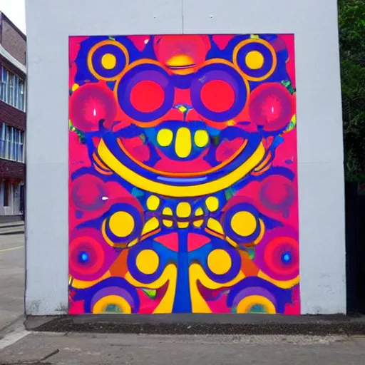 Prompt: balmy, loose by brandon mably, by milton glaser cinnabun. a beautiful street art. a ripple passes through its eyestalks. i wish it had a face : the stare of its moist forest of orbs is unnerving.