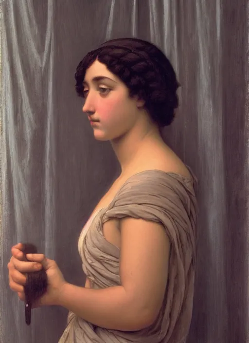 Image similar to john william godward meet beksinki painting