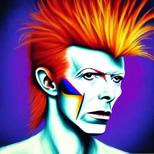 Prompt: “painting of David Bowie as a Rooster.”