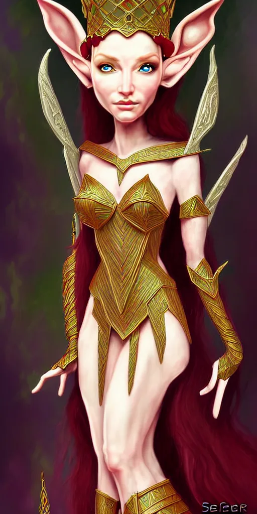 Prompt: an elf queen, digital art, highly detailed, elegant, art by serafleur.