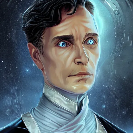 Image similar to realistic paul atreides emperor of the known universe, perfect dramatic and dark portrait by rabbitary b, trending on artstation, deviantart, dune