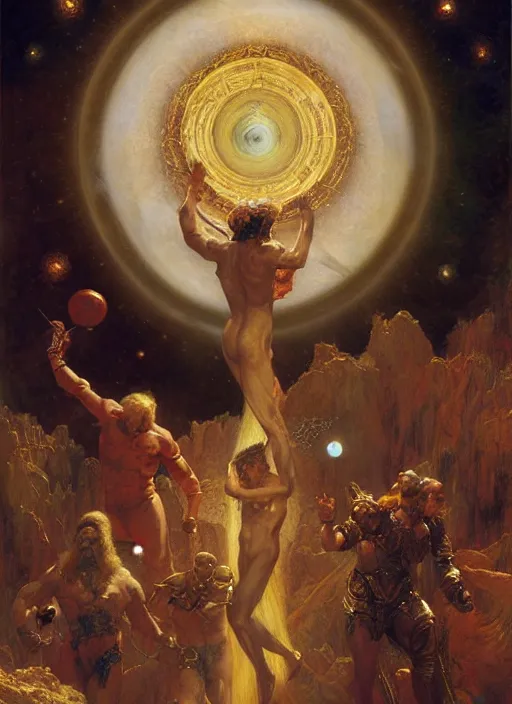 Image similar to the sixth sphere jupiter : the just rulers from dante's divine comedy. highly detailed painting by gaston bussiere, craig mullins, j. c. leyendecker 8 k
