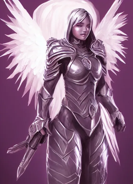 Image similar to concept art. angel knight girl. artstation trending. highly detailed