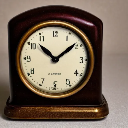 Prompt: a vintage radium alarm clock at night glowing, photo, 4K