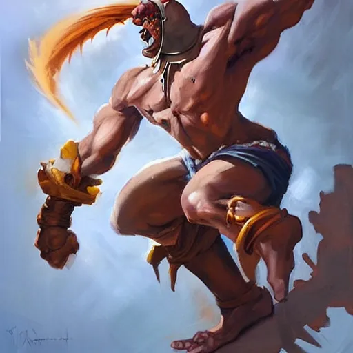 Image similar to greg manchess portrait painting of partially armored dhalsim from street fighter as overwatch character, medium shot, asymmetrical, profile picture, organic painting, sunny day, matte painting, bold shapes, hard edges, street art, trending on artstation, by huang guangjian and gil elvgren and gerald brom