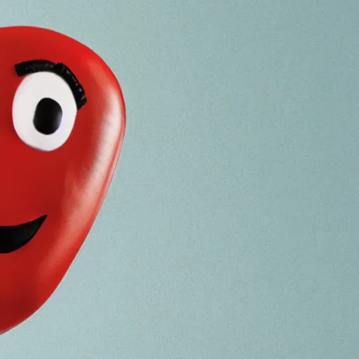 Image similar to photo of the red m & m character with the face of borat