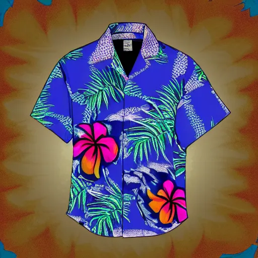 Prompt: hawaiian shirt design