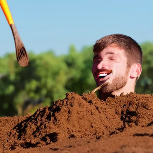 Image similar to a guy digging a hole and having a lot of fun