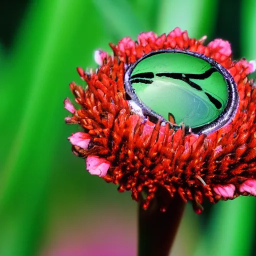 Image similar to 10 different photos of a bug’s eye view of a flower.