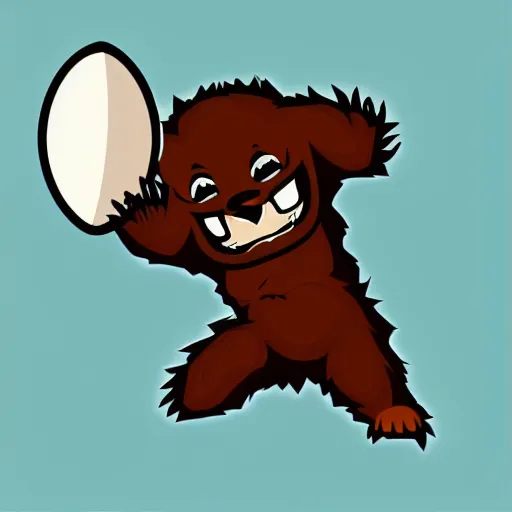 Image similar to A team mascot bear kicking a rugby ball, fierce, angry, hairy, vector, vectorised, professional graphic design, NBA logo