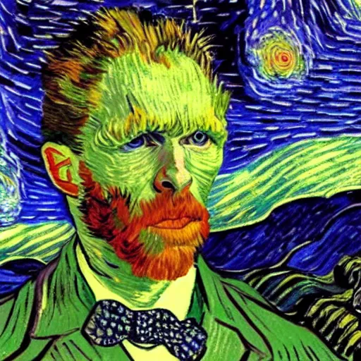 Image similar to A horrendous necktie depicting horrors beyond comprehension, Van Gogh, 8k, volumetric surroundings, pathos