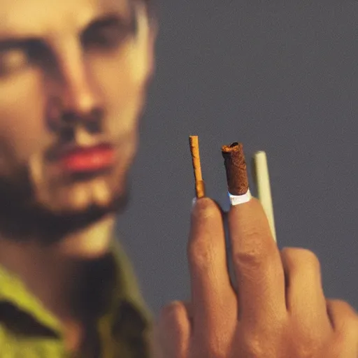 Image similar to cigarette in hand, hyper realistic