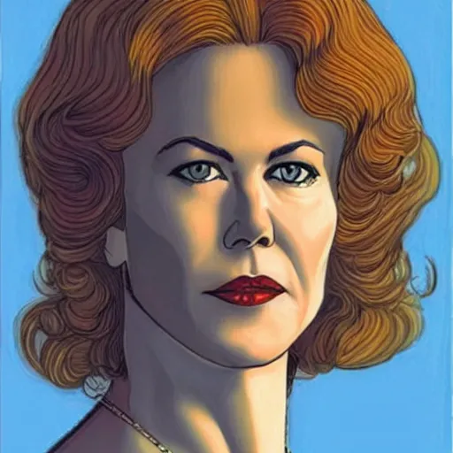 Image similar to “ nicole kidman retro minimalist portrait by jean giraud, moebius starwatcher comic, 8 k ”