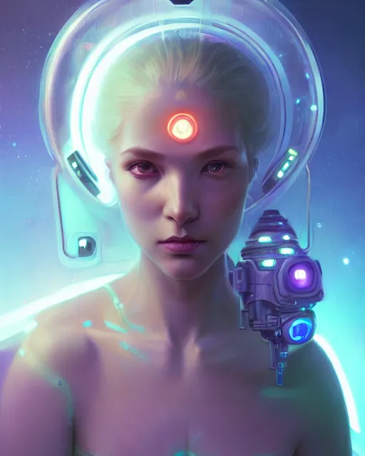 Prompt: one singular portrait of a cute bioluminescent creature, pulp scifi, highly detailed, digital painting, cinematic, hyper realism, dark retrowave, art by stanley lau and artgerm and magali villeneuve and alphonse mucha, artstation, octane render, cgsociety