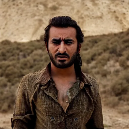 Image similar to close - up of an attractive kurdish singer in a movie directed by christopher nolan, movie still frame, promotional image, imax 7 0 mm footage