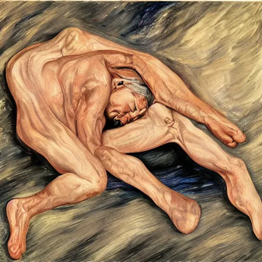 Image similar to origin of the universe, painted by lucian freud