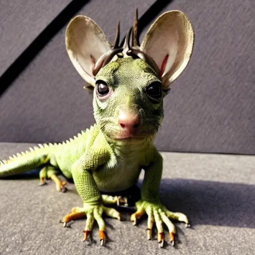 Image similar to photo of a lizard puppy with horns