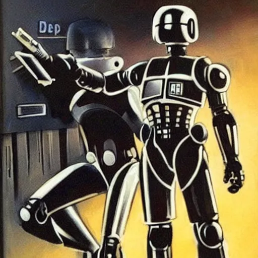 Image similar to robocop arresting all humans, detailed