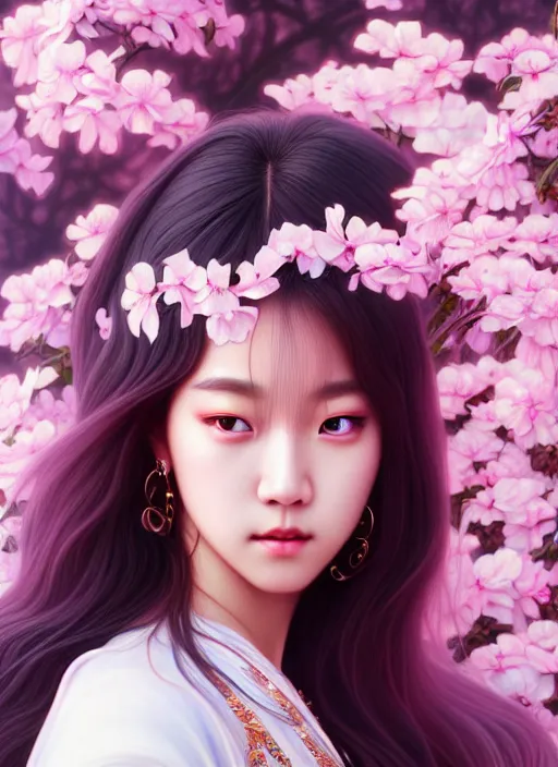 Prompt: jisoo of blackpink, goddess of the moon, highly detailed, digital painting, smooth, sharp focus, illustration, ultra realistic, unreal engine, 8 k, art by artgerm and alphonse mucha