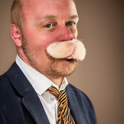 Prompt: photo of a british man who looks like winnie - the - pooh ( pooh bear ), award winning professional studio photography