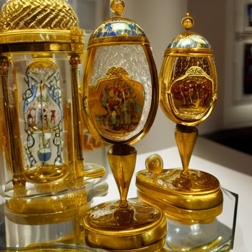 Image similar to Faberge eggs with faberge toast, Hermitage Museum exhibit