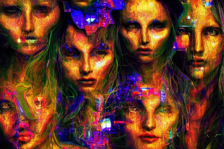 Prompt: portrait of humanoids, collage art, glitch art, enchanting, dramatic lighting, highly detailed, 8 k, vibrant